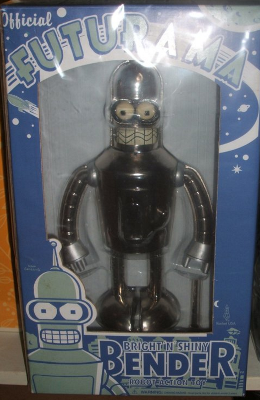 Official Futurama Bender Bright N Shiny Wind up Tin Robot Action Toy 9" Collection Figure - Lavits Figure
