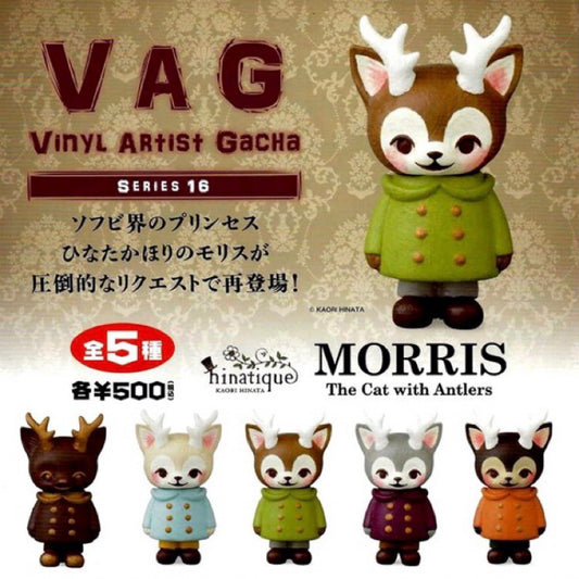 Medicom Toy VAG Vinyl Artist Gacha Gashapon Series 16 Kaori Hinata Morris The Cat with Antlers 5 2" Figure Set