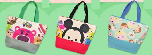 Disney Tsum Tsum Character Mickey & Friends Frozen Toy Story 3 9" Tote Bag Set - Lavits Figure
 - 1