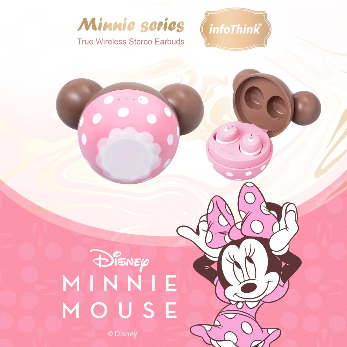 InfoThink x Disney Chubby True Wireless Stereo Earbuds Mickey Series Minnie Mouse Strawberry Chocolate ver