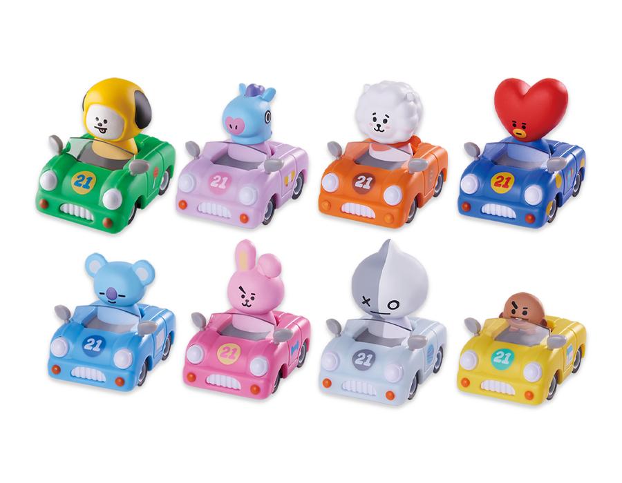 Line Friends x BTS BT21 Taiwan Family Mart Limited Pull Back Car 8 Trading Figure Set