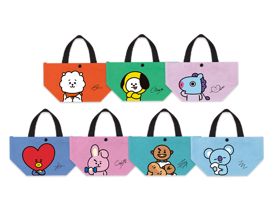 Line Friends x BTS BT21 Taiwan Family Mart Limited 7 12" Canvas Tote Bag Set