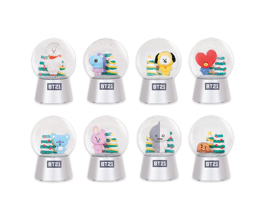 Line Friends x BTS BT21 Taiwan Family Mart Limited 8 Snow Crystal Ball Figure Set