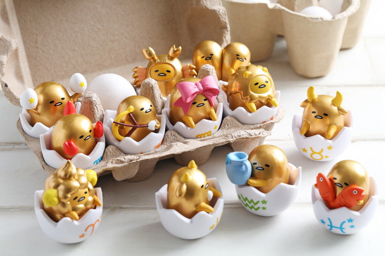 Sanrio Taiwan Limited Gudetama 12 Astrology Zodiac Signs Egg Style Special Golden ver Trading Figure Set