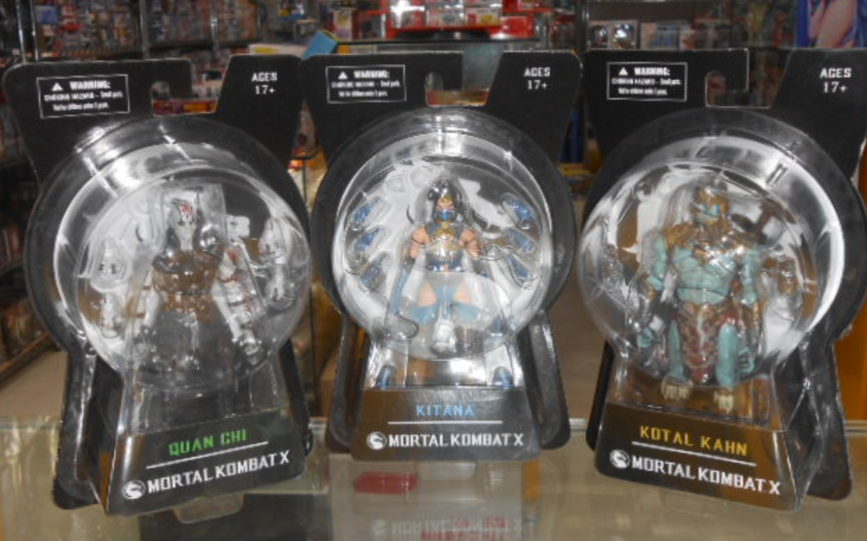 Mezco Toys Mortal Kombat X Quan Chi Kitana Kotal Kahn 3 Action Figure Set