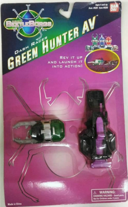 Bandai 1996 Saban's Beetle Borgs Metallix Dash Racer Green Hunter AV Action Figure