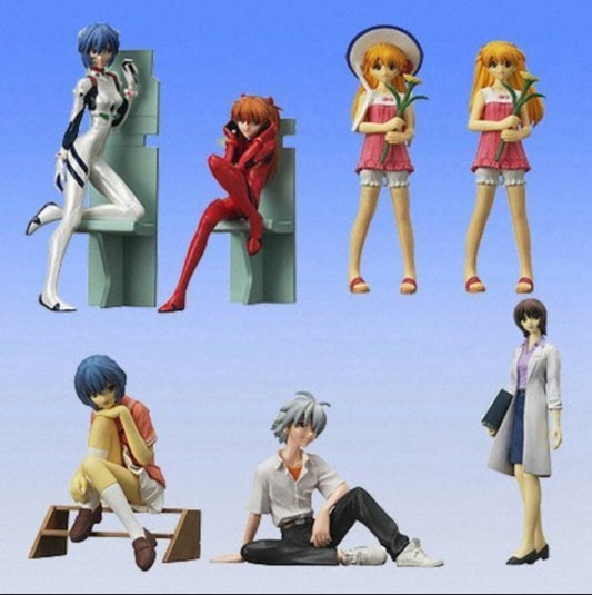 Bandai Neon Genesis Evangelion EVA Gashapon Sadamoto Yoshiyuki Collection Part 3 6 Trading Figure Set