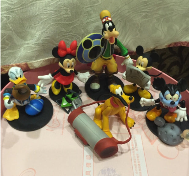 Tomy Disney Magical Collection Mickey Minnie Goofy Donald Pluto 6 Trading Figure Set Used