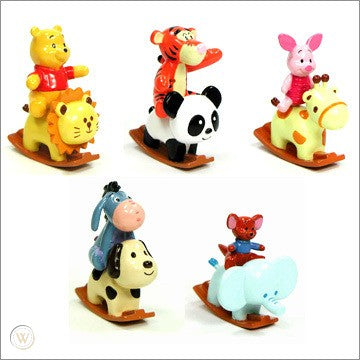 Yujin Disney Characters Capsule World Gashapon Winnie The Pooh Rocking Animal 5 Mini Collection Figure Set